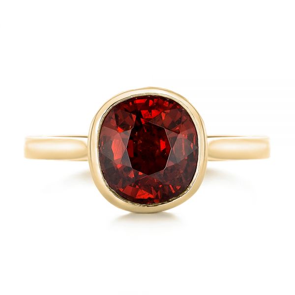 18k Yellow Gold 18k Yellow Gold Custom Garnet Solitaire Engagement Ring - Top View -  102268