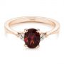 18k Rose Gold 18k Rose Gold Custom Garnet And Diamond Cluster Engagement Ring - Flat View -  104870 - Thumbnail