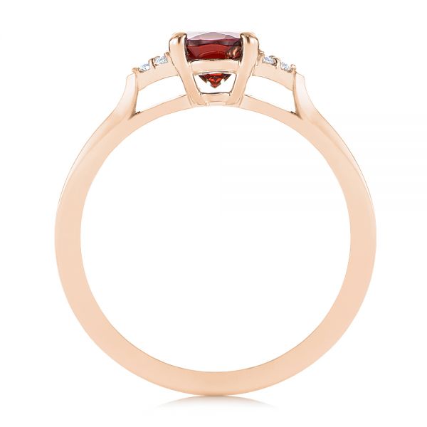 18k Rose Gold 18k Rose Gold Custom Garnet And Diamond Cluster Engagement Ring - Front View -  104870