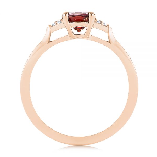 14k Rose Gold 14k Rose Gold Custom Garnet And Diamond Cluster Engagement Ring - Front View -  104870