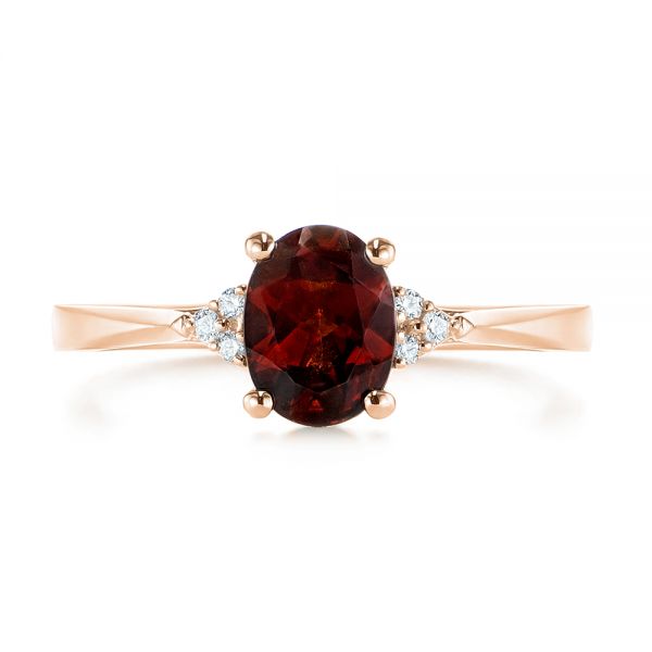 18k Rose Gold 18k Rose Gold Custom Garnet And Diamond Cluster Engagement Ring - Top View -  104870