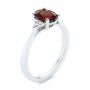 18k White Gold Custom Garnet And Diamond Cluster Engagement Ring - Three-Quarter View -  104870 - Thumbnail