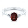  Platinum Platinum Custom Garnet And Diamond Cluster Engagement Ring - Flat View -  104870 - Thumbnail