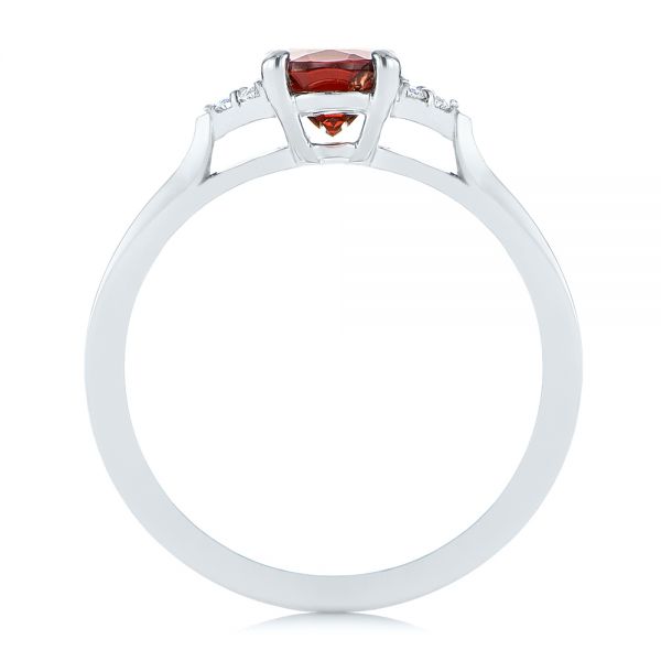 14k White Gold 14k White Gold Custom Garnet And Diamond Cluster Engagement Ring - Front View -  104870