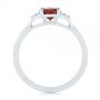 18k White Gold Custom Garnet And Diamond Cluster Engagement Ring - Front View -  104870 - Thumbnail