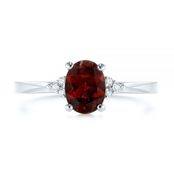  Platinum Platinum Custom Garnet And Diamond Cluster Engagement Ring - Top View -  104870