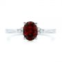 18k White Gold Custom Garnet And Diamond Cluster Engagement Ring - Top View -  104870 - Thumbnail