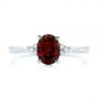 14k White Gold 14k White Gold Custom Garnet And Diamond Cluster Engagement Ring - Top View -  104870 - Thumbnail