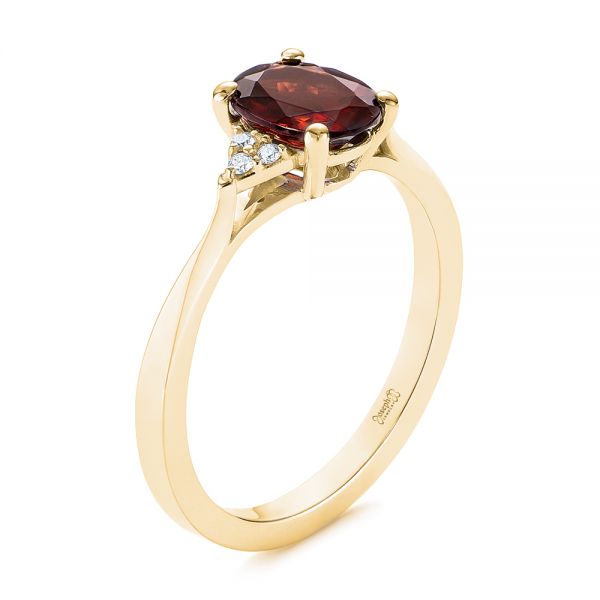 18k Yellow Gold 18k Yellow Gold Custom Garnet And Diamond Cluster Engagement Ring - Three-Quarter View - 104870