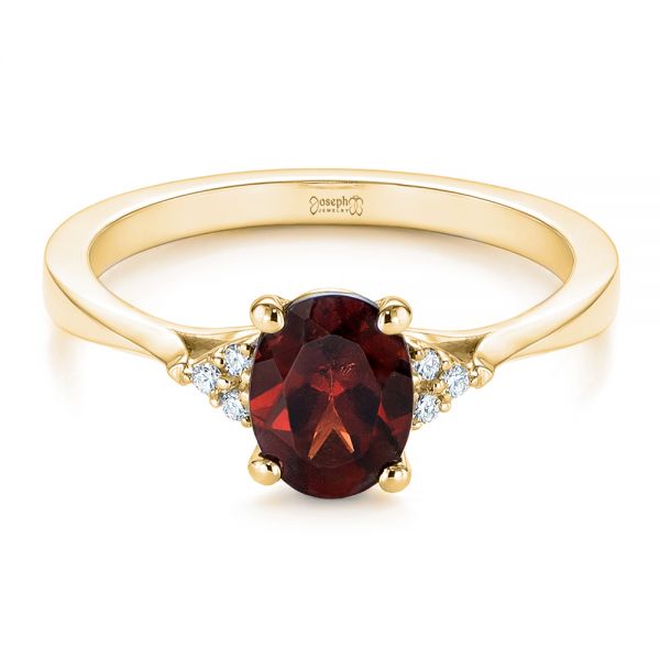 18k Yellow Gold 18k Yellow Gold Custom Garnet And Diamond Cluster Engagement Ring - Flat View -  104870