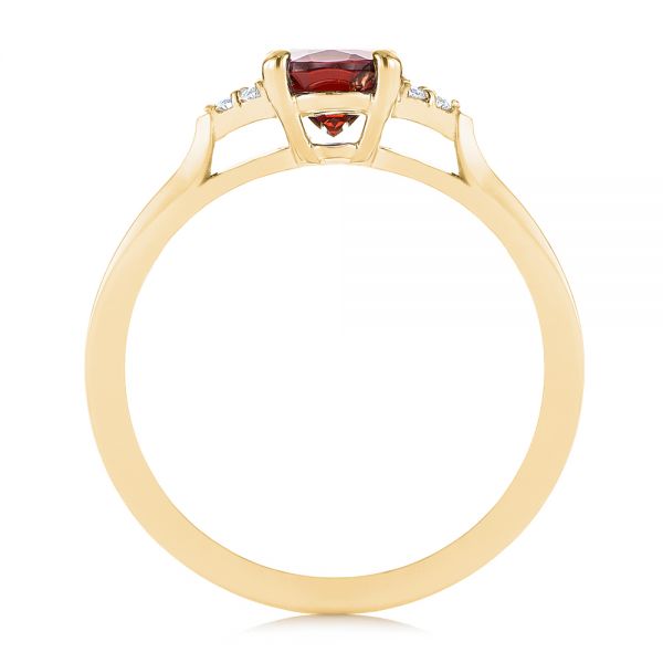 14k Yellow Gold 14k Yellow Gold Custom Garnet And Diamond Cluster Engagement Ring - Front View -  104870