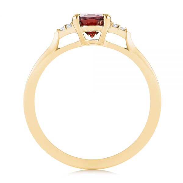 18k Yellow Gold 18k Yellow Gold Custom Garnet And Diamond Cluster Engagement Ring - Front View - 104870