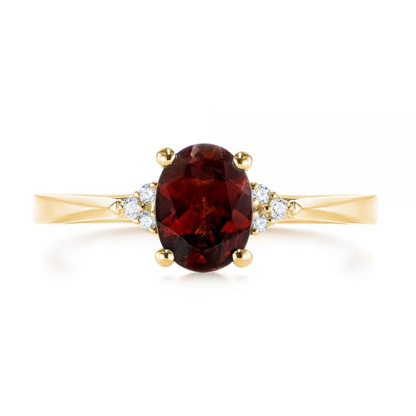 18k Yellow Gold 18k Yellow Gold Custom Garnet And Diamond Cluster Engagement Ring - Top View -  104870