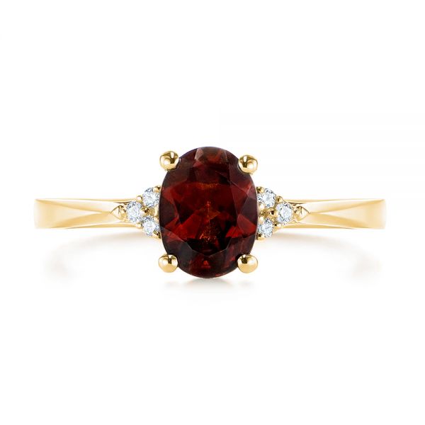 18k Yellow Gold 18k Yellow Gold Custom Garnet And Diamond Cluster Engagement Ring - Top View - 104870