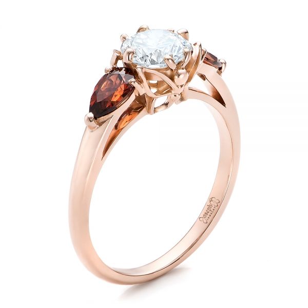 Custom Garnet and Diamond Engagement Ring - Image