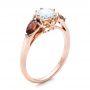 14k Rose Gold Custom Garnet And Diamond Engagement Ring - Three-Quarter View -  101156 - Thumbnail