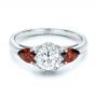 18k White Gold 18k White Gold Custom Garnet And Diamond Engagement Ring - Flat View -  101156 - Thumbnail