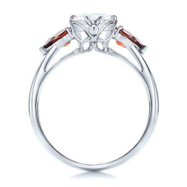 18k White Gold 18k White Gold Custom Garnet And Diamond Engagement Ring - Front View -  101156