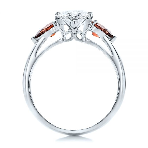 Platinum Platinum Custom Garnet And Diamond Engagement Ring - Front View - 101156