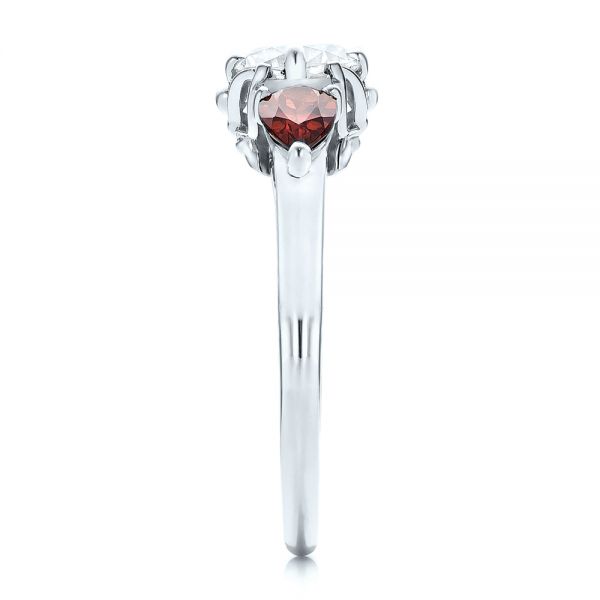  Platinum Platinum Custom Garnet And Diamond Engagement Ring - Side View -  101156