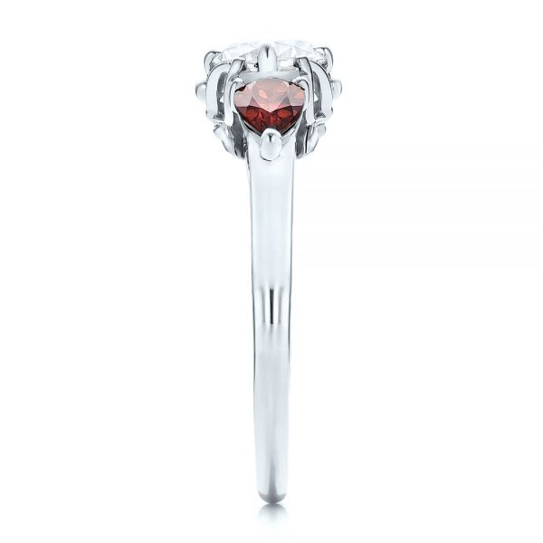 Platinum Platinum Custom Garnet And Diamond Engagement Ring - Side View - 101156