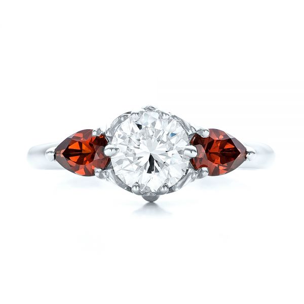 Platinum Platinum Custom Garnet And Diamond Engagement Ring - Top View - 101156