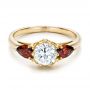 14k Yellow Gold 14k Yellow Gold Custom Garnet And Diamond Engagement Ring - Flat View -  101156 - Thumbnail