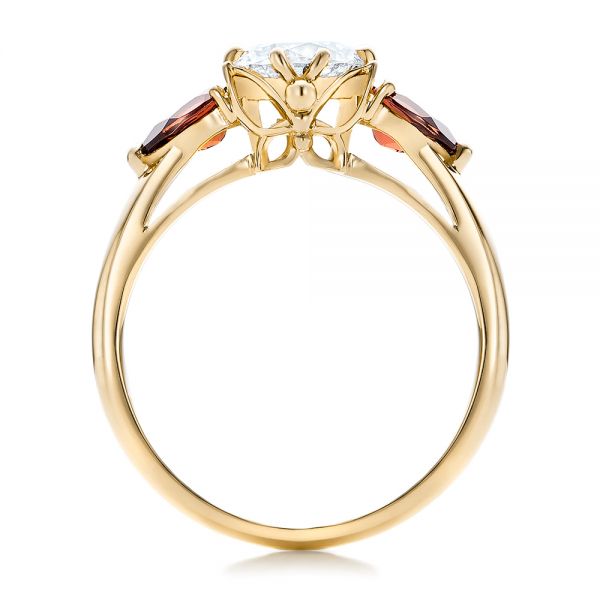 18k Yellow Gold 18k Yellow Gold Custom Garnet And Diamond Engagement Ring - Front View -  101156