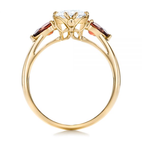 14k Yellow Gold 14k Yellow Gold Custom Garnet And Diamond Engagement Ring - Front View - 101156