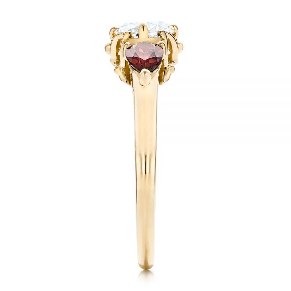 14k Yellow Gold 14k Yellow Gold Custom Garnet And Diamond Engagement Ring - Side View - 101156