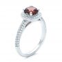  Platinum Custom Garnet And Diamond Halo Engagement Ring - Three-Quarter View -  100925 - Thumbnail