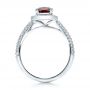  Platinum Custom Garnet And Diamond Halo Engagement Ring - Front View -  100925 - Thumbnail