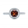  Platinum Custom Garnet And Diamond Halo Engagement Ring - Top View -  100925 - Thumbnail