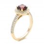18k Yellow Gold 18k Yellow Gold Custom Garnet And Diamond Halo Engagement Ring - Three-Quarter View -  100925 - Thumbnail