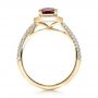 14k Yellow Gold 14k Yellow Gold Custom Garnet And Diamond Halo Engagement Ring - Front View -  100925 - Thumbnail