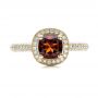 18k Yellow Gold 18k Yellow Gold Custom Garnet And Diamond Halo Engagement Ring - Top View -  100925 - Thumbnail