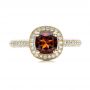 18k Yellow Gold 18k Yellow Gold Custom Garnet And Diamond Halo Engagement Ring - Top View -  100925 - Thumbnail