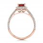 14k Rose Gold 14k Rose Gold Custom Garnet And Pave Diamond Halo Engagement Ring - Front View -  102222 - Thumbnail