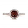 14k Rose Gold 14k Rose Gold Custom Garnet And Pave Diamond Halo Engagement Ring - Top View -  102222 - Thumbnail