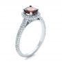 14k White Gold Custom Garnet And Pave Diamond Halo Engagement Ring - Three-Quarter View -  102222 - Thumbnail