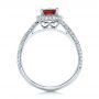 18k White Gold 18k White Gold Custom Garnet And Pave Diamond Halo Engagement Ring - Front View -  102222 - Thumbnail