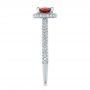 14k White Gold Custom Garnet And Pave Diamond Halo Engagement Ring - Side View -  102222 - Thumbnail
