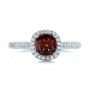  Platinum Platinum Custom Garnet And Pave Diamond Halo Engagement Ring - Top View -  102222 - Thumbnail