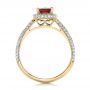 18k Yellow Gold 18k Yellow Gold Custom Garnet And Pave Diamond Halo Engagement Ring - Front View -  102222 - Thumbnail