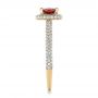 18k Yellow Gold 18k Yellow Gold Custom Garnet And Pave Diamond Halo Engagement Ring - Side View -  102222 - Thumbnail