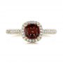 18k Yellow Gold 18k Yellow Gold Custom Garnet And Pave Diamond Halo Engagement Ring - Top View -  102222 - Thumbnail