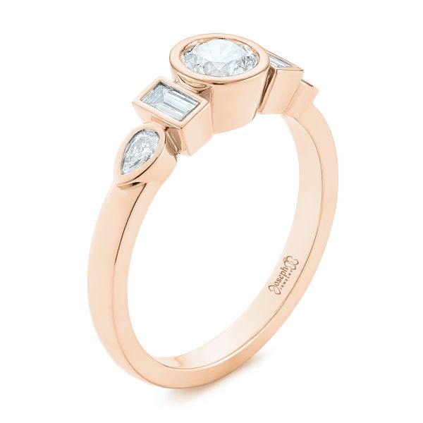 14k Rose Gold 14k Rose Gold Custom Geometric Diamond Engagement Ring - Three-Quarter View - 104786