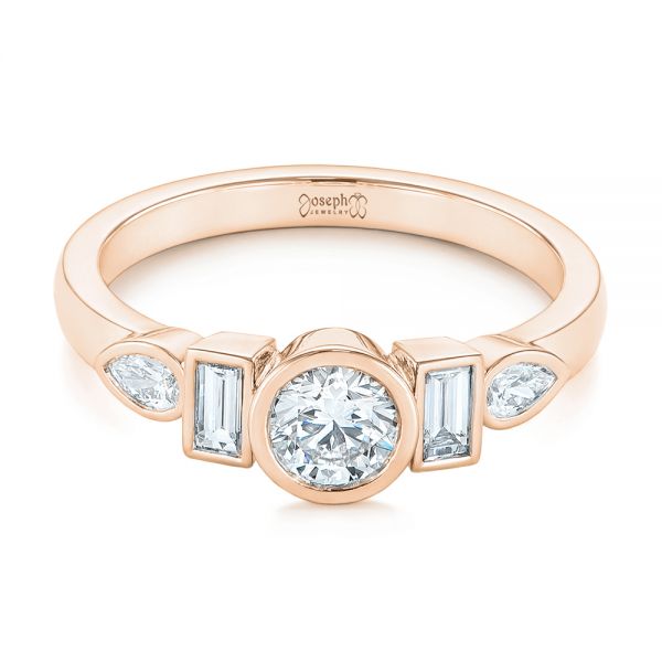 14k Rose Gold 14k Rose Gold Custom Geometric Diamond Engagement Ring - Flat View - 104786