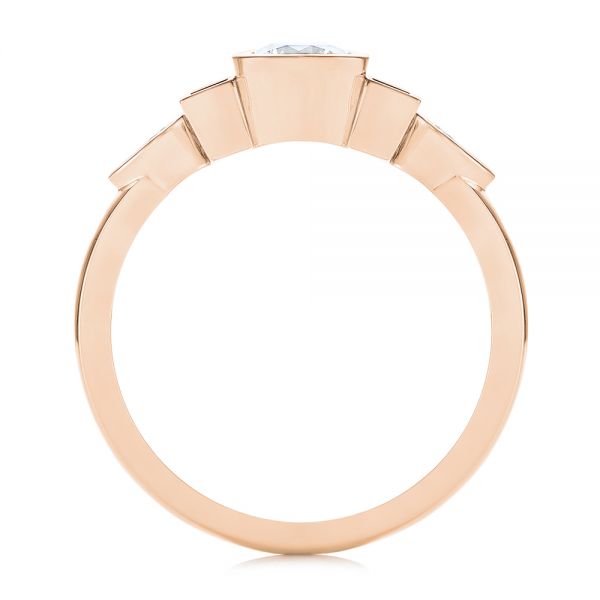 18k Rose Gold 18k Rose Gold Custom Geometric Diamond Engagement Ring - Front View -  104786