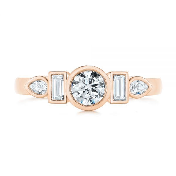 18k Rose Gold 18k Rose Gold Custom Geometric Diamond Engagement Ring - Top View -  104786